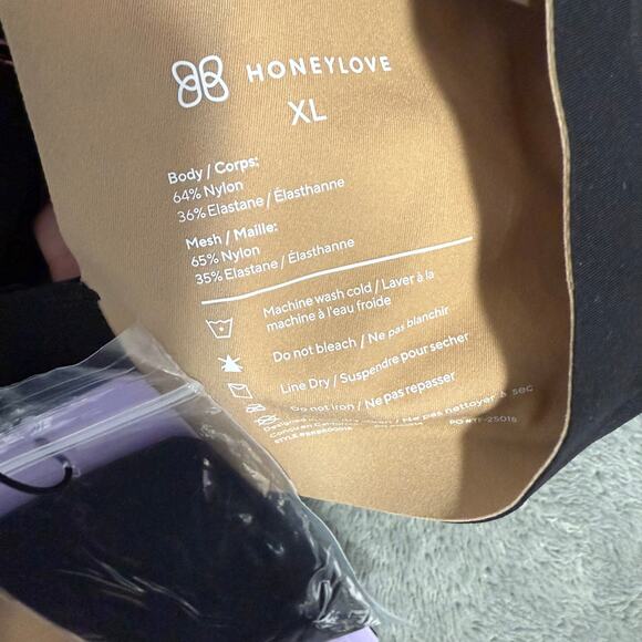 Honeylove CrossOver V Neck Bra, Black, XL - Picture 4 of 7